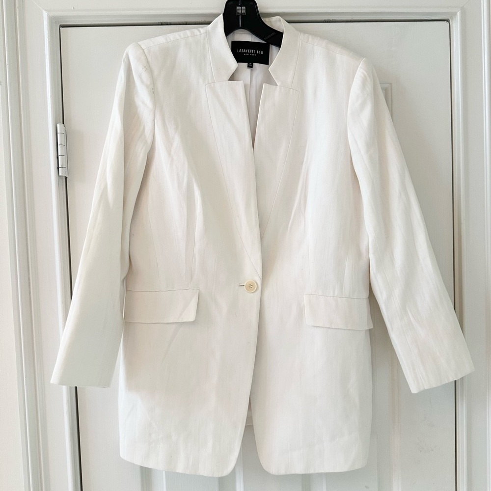 Lafayette 148 New York Blazer - Cream / White - Picture 4 of 8